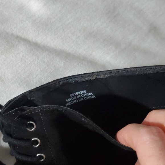 Black Eyelet Lace Up Platform Suedette Boots - Picture 15 of 16